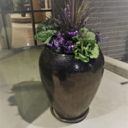 Fall Planters with Purple Pumpkins